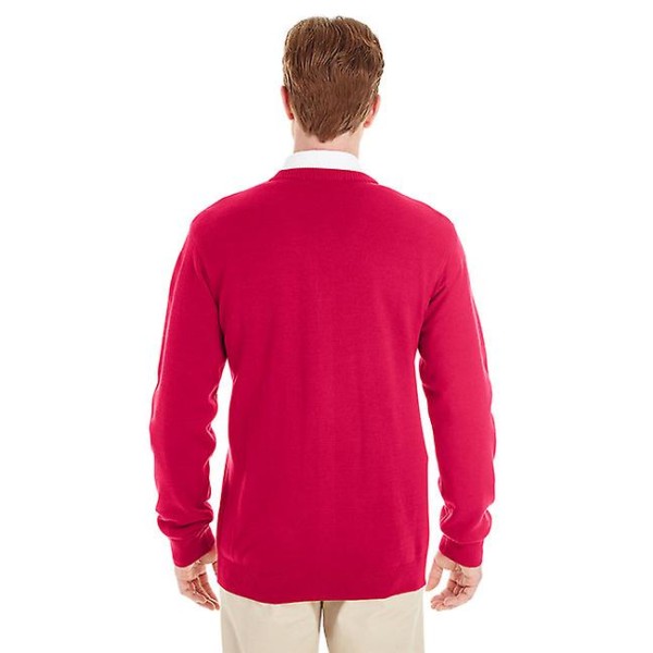 Harriton mænds Pilbloc V-hals cardigan sweater med knap Red XS