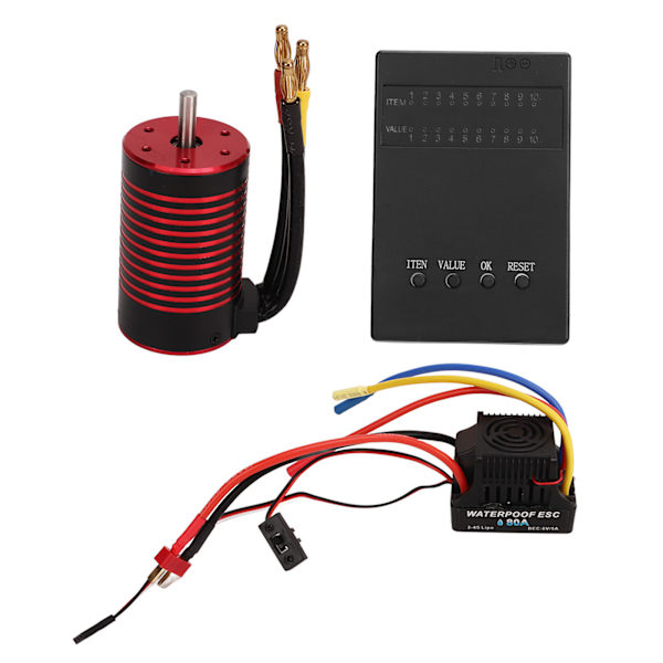 80A borstlös ESC elektrisk hastighetskontroll högt vridmoment 3660 motor lågspänning avstängningsskydd för 1/8 RC bil 4200KV