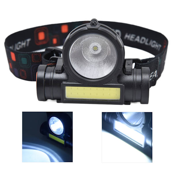 Pannlampa LED COB Dubbel användning Justerbar USB Uppladdningsbar Vattentät LED Pannlampa för utomhuscamping Jaktfiske