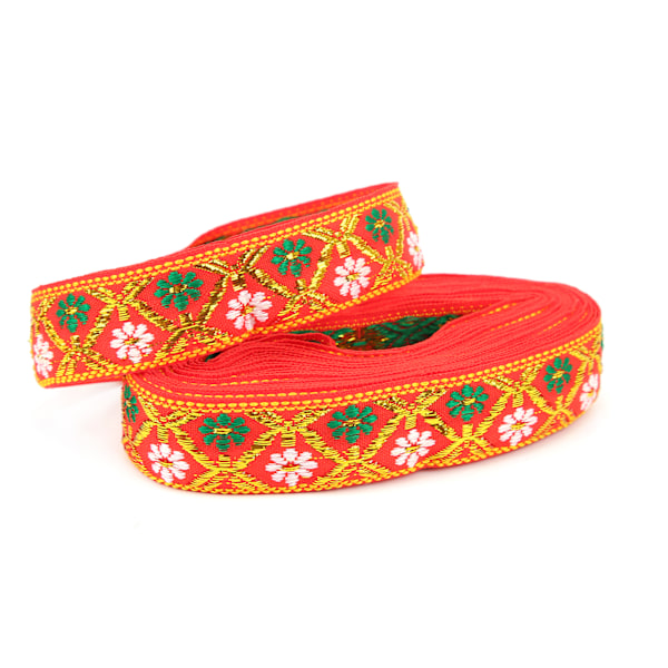 2 st Broderad Spets Lång 7 meter Bredd 2,5 cm Elegant Band för Hantverk Bröllopsdekoration Klänningstillverkning Presentförpackning Röd