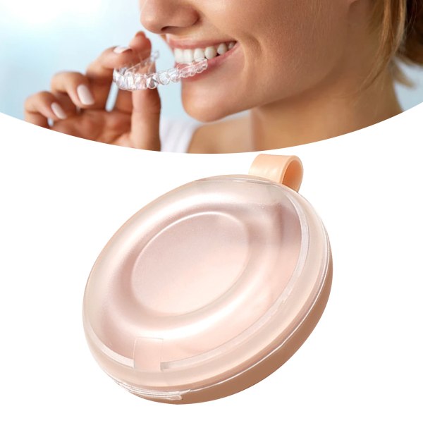 Gebissholder i ABS for oppbevaring av tannregulering, støvtett, rosa
