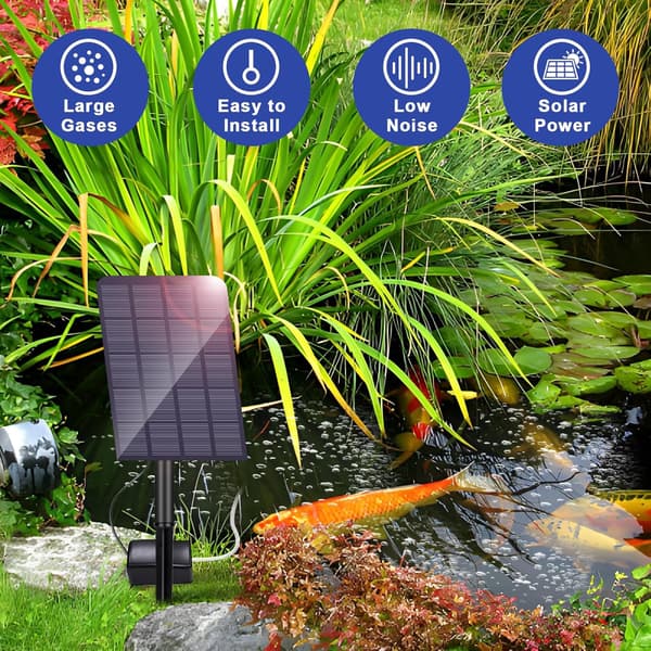 Solcelledammlufter, 2,5 W solcelleluftpumpe, solcelledam, akvarium[LD]