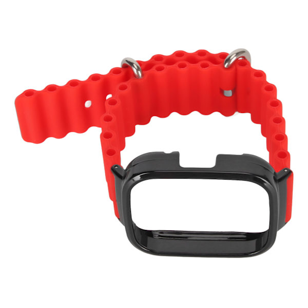 2 i 1 ersättningsklockarmband för Redmi Watch 3 Silikon Justerbar Smart Watch Armband med skyddsfodral Röd