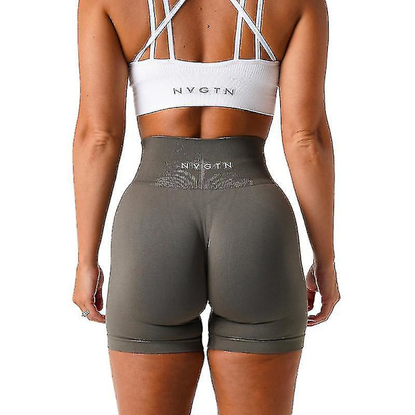 Sömlösa mjuka olivgröna yogashorts för kvinnor, träningskläder för gymmet