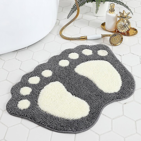Stora fötter badtoalettmatta, halkfri vattenabsorberande badrumsmatta, lurvig matta för sovrumskök Silver Gray