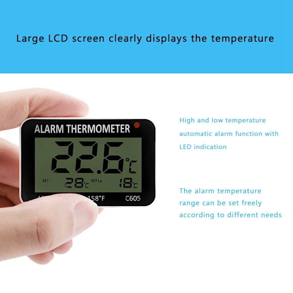Stort LCD-kjøleskap Kjøl og frys Digital termometer temperaturmåler med stativ