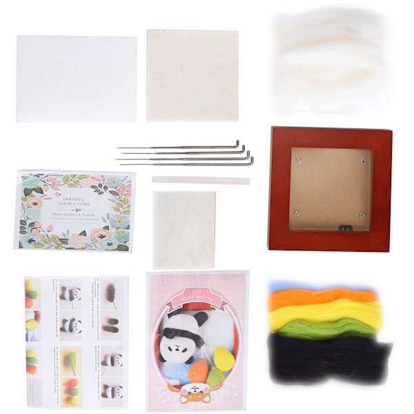 Nålefiltningssæt Fotoramme Uldfiltningsartikler Plysdyr DIY Lav Materiale215# Ballon Panda