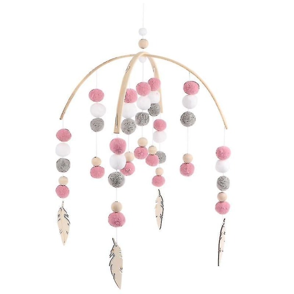 1kpl pohjoismaiset puiset helmet Tuulikello Lastenhuoneen koristelu käytävien riippuriipus (vaaleanpunainen)