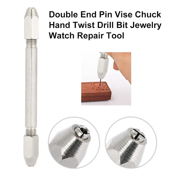 Dubbel ände Chuck Hand Twist Drill Bit Smycken Watch Repair Tool (dubbel änd sexkantsvinkel)