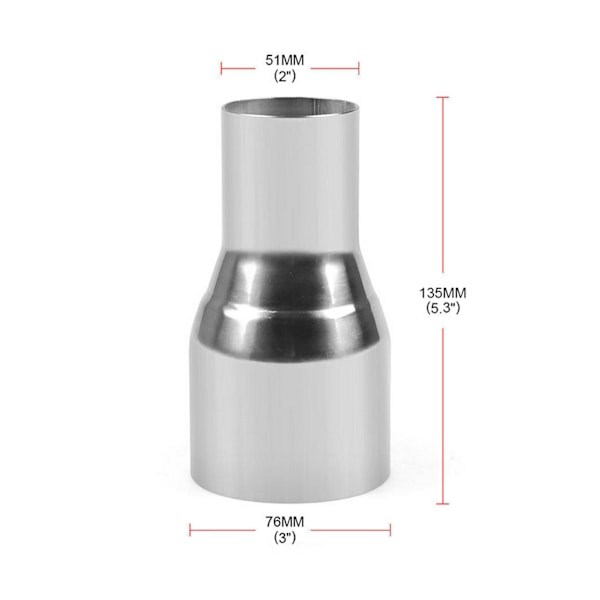 Universal rustfrit stål udstødningsrørkobling Slange adapter Reducer Modificeret del 51MM / 76MM
