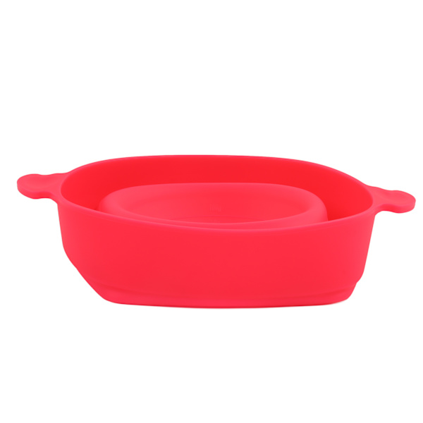 Mikrobølgeovn popcornbolle med gjennomsiktig lokk og håndtak sammenleggbar silikon popcornmaskin for hjemmet Rose Red