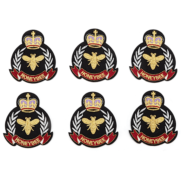6 stk. stofmærker DIY broderi bi-krone badge mønster strygemærker til tøj håndarbejde reparation dekoration