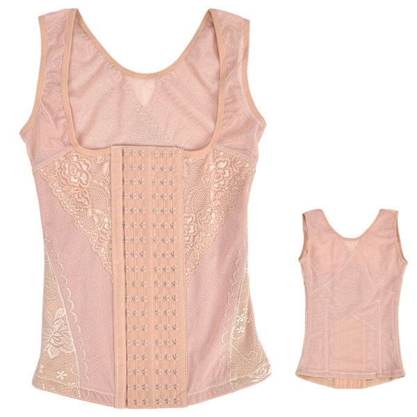 Kvinders Midje Træningskorset Vægttab Mavekontrol Vest Body Shaper Cincher Linned Hudfarve M