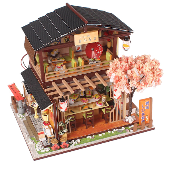 DIY Sushi Shop Model Træ Kreativitet Japansk LED Samling Form Legetøj til Teenagere Voksne