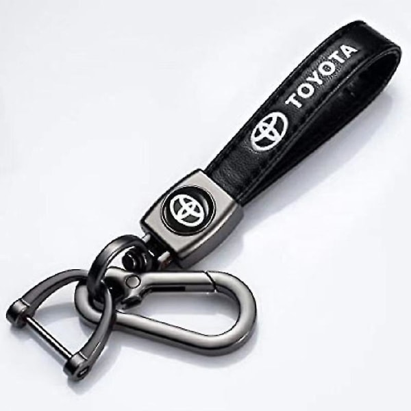 Læder nøglering krog nøgle vedhæng med bilmærke logo fjederspænde & ring kompatibel TOYOTA