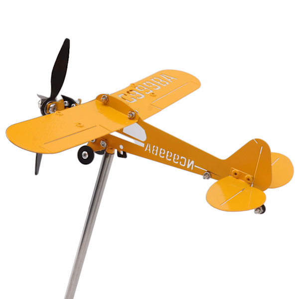 Piper J3 Cub Flygplan Weathervane 3D Metall Flygplan Väderflöjel Utomhus Tak Vindriktningsindikator Trädgårdsdekor Liten
