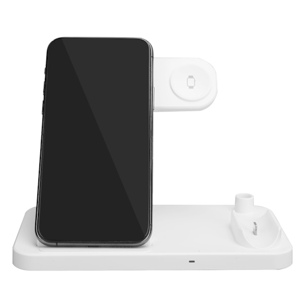 4-i-1 sammenleggbar trådløs lader Rask ladedockstasjon for mobiltelefon Klokken Øretelefon Hvit