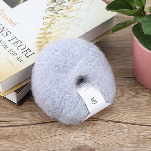 Mjuk mohair stickad ullgarn gör-det-själv-sjal halsduk Virktrådstillbehör (grå)