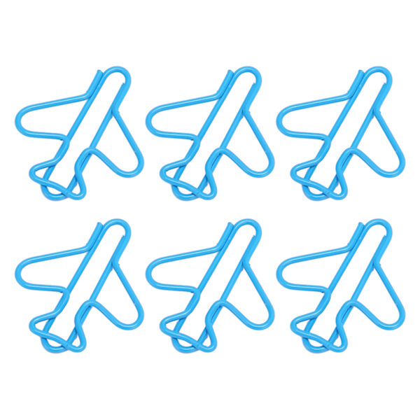100 st Söta Gem av Papper Flygplansform Design Täckta Trådar Ljus Färg Fancy Pappersklämmor för Scrapbook Kort Pappershantverk Blå
