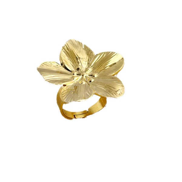 Blomstret åpen ring Romantisk fingerring Mote justerbar[LD]