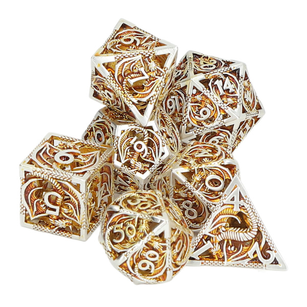 7 kpl onttoja metalliheittokuutioita Setti Selkeä numero Polyhedron-heittokuutiot Setti pöytäroolipeleille Kulta