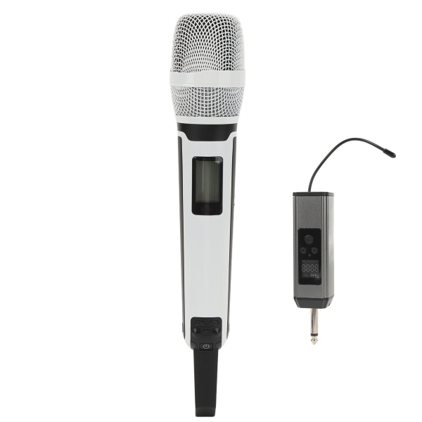 Trådløs mikrofon Metallstøyreduksjon UHF Håndholdt Sladdløs Dynamisk Kardioid Mic Sett for Karaoke Live Streaming Tale Sang Hvit