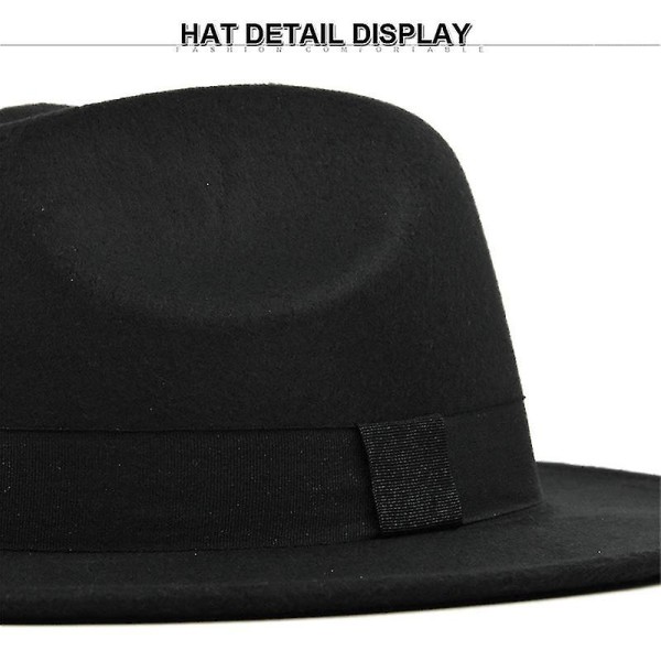 Retro Rancher-hatt med bred brätte Vintage stil herrfilthatt Vacation Supply Svart