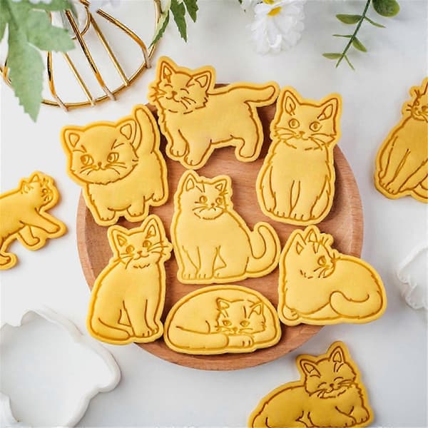 Søde katteformer kiksforme elegante katte mønster kiksestempel kiksform til sød dessertfremstilling Kitten E