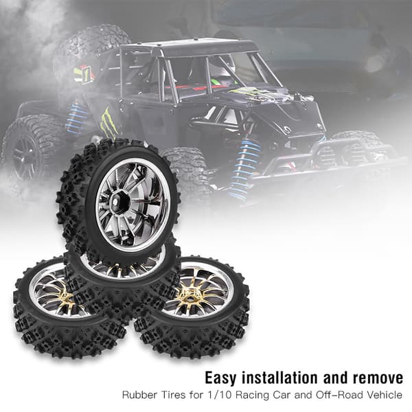 4-pack Racing Offroad Fordonsdäck Gummidäck Fälg för RC 1:10 Bildelar (Guld)