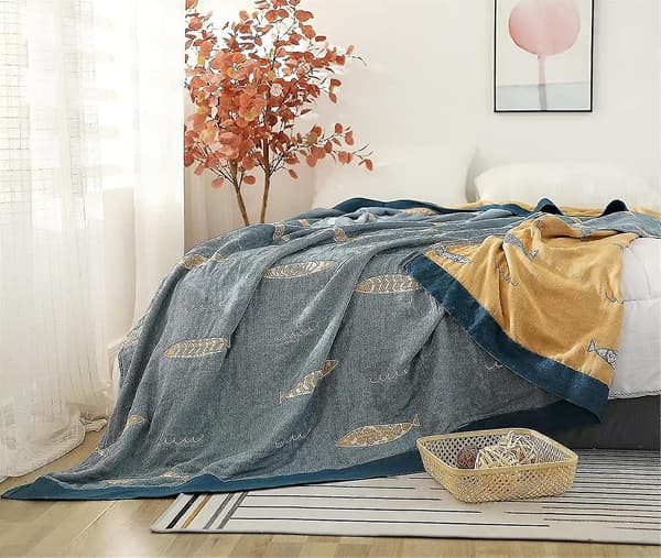 Bomuldsternet Boho Sengetæppe Dobbeltsidet Ternet Sengetøj Sofatæppe 150 X 200 Cm color 7