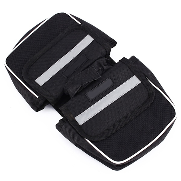 Cykel Cykelram Pannier Sadel Front Tube Bag Dobbelt Sidetaske Sort