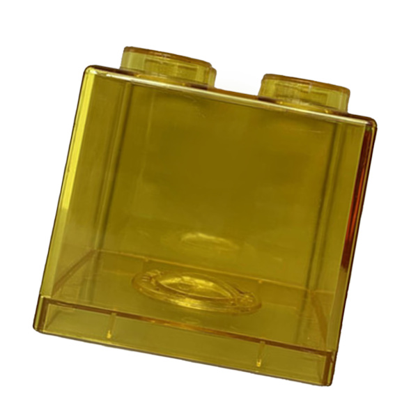 Läpinäkyvä Raha-astiakokoelma Rakennuspalikka Design Suorakulmainen Läpinäkyvä Kolikko Säästölaatikko Lapsille Pojille Tytöille Keltainen 8,9x8,9x9,2cm / 3,5x3,5x3,6in