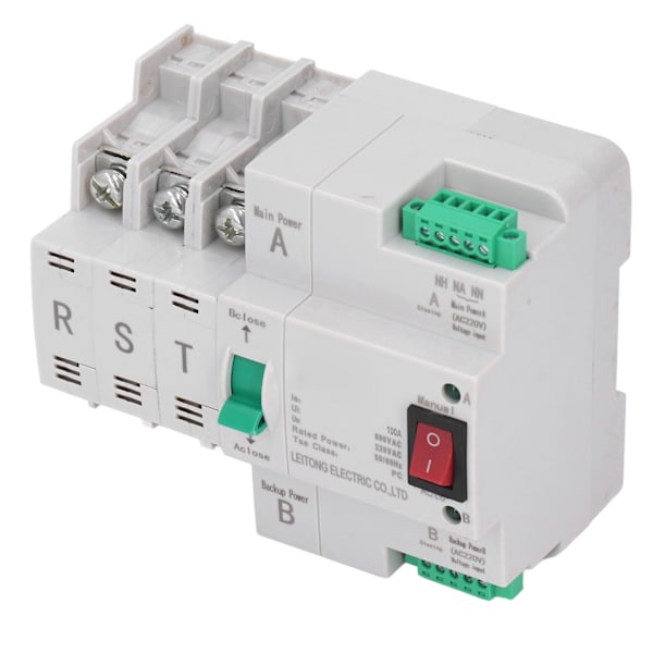 Automatisk överföringsbrytare Dual Power 3P Controller AC400V Rail Mount for Factory Farm 100A