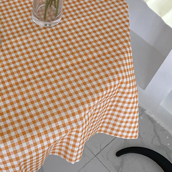 Skrivbordsduk Rutad Bordsöverdrag Linne Bomull Bakgrund Dammtät heminredning för kontorshem Orange 100x150cm / 39,4x59,1in