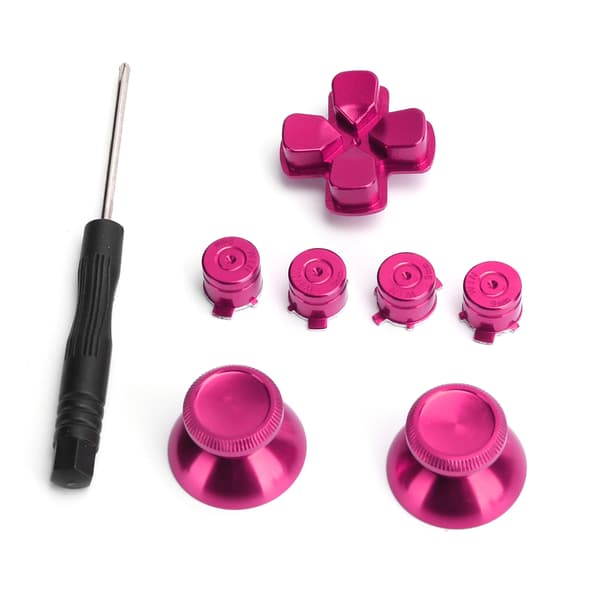 Metallknapp Tommelpinne Simulerer grep for PS4 Gamepad Controller Joystick Utskifting Rose Red