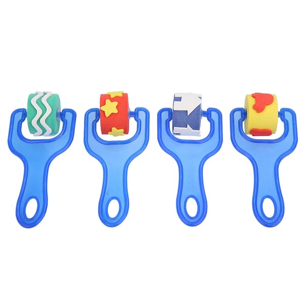 4pcs Kids DIY Painting Tools EVA Sponge Roller Paint Brush Graffiti Tool (Blue Handle)