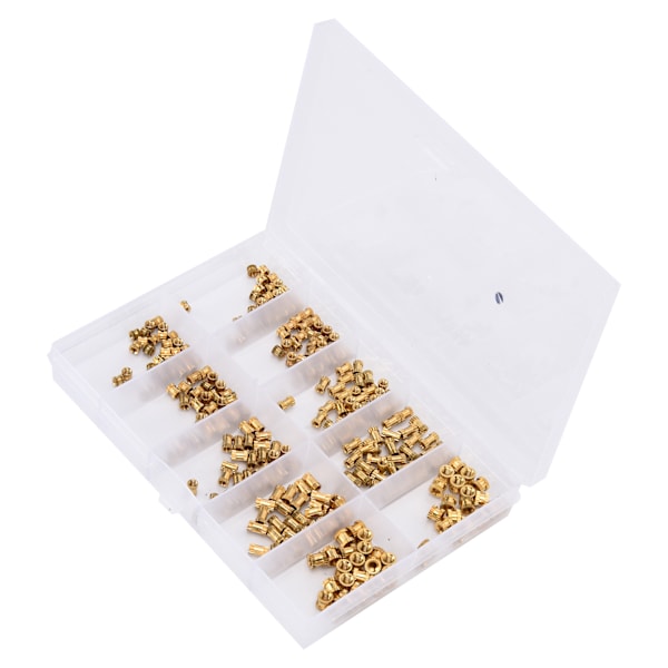 280 stk Messing rillete muttere gjengede innsatsfester M2 M2.5 M3 sortimentsett