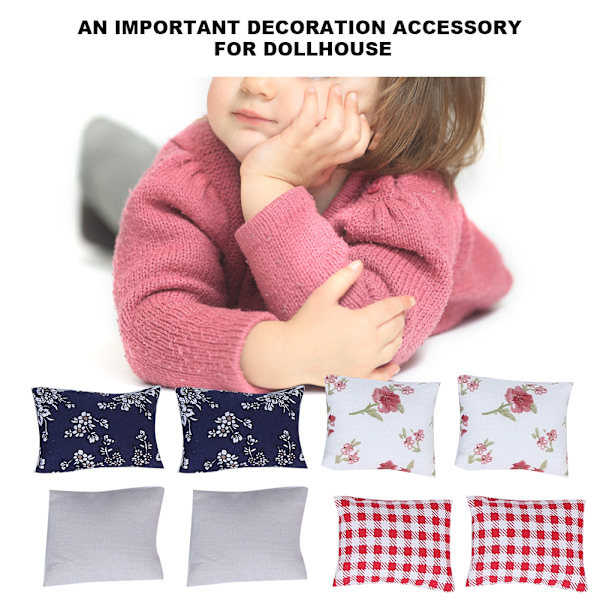 8 stk 1:12 Dukkehuss Miniatyr Simulerede Puder Møbelmodel Legetøjstilbehør Sofa Pude