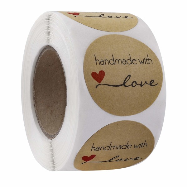 Kraft-klistermærker Håndklæder med kærlighed-klistermærker Runda DIY-bakklistermærker 1,5 tums selvhæftende klistermærker Etiketter Rulldekoretiketter