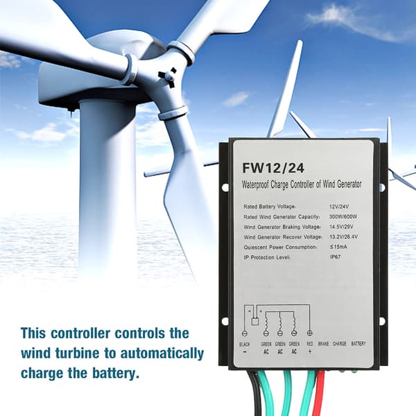 Vattentät vindturbingenerator laddningsregulator FW12/24