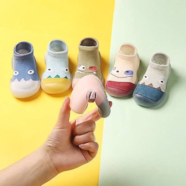 Cyan Bomulds Baby-Tå-Sko med Antislip