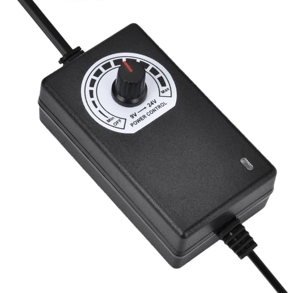 Justerbar strømforsyning til hastighedsstyring af motor - 9V-24V, 1A (EU-stik)