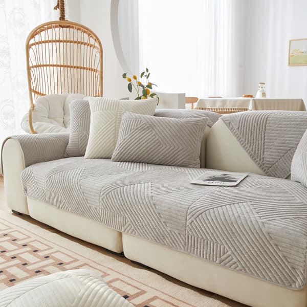 Sofatrekk Hjørnesofa L-formet Sofatrekk Sklisikkert Trekk L-formet Sofatrekk Fløyelsbeskyttelse Sofatrekk Sofa Grå Grå Gray 70*180cm