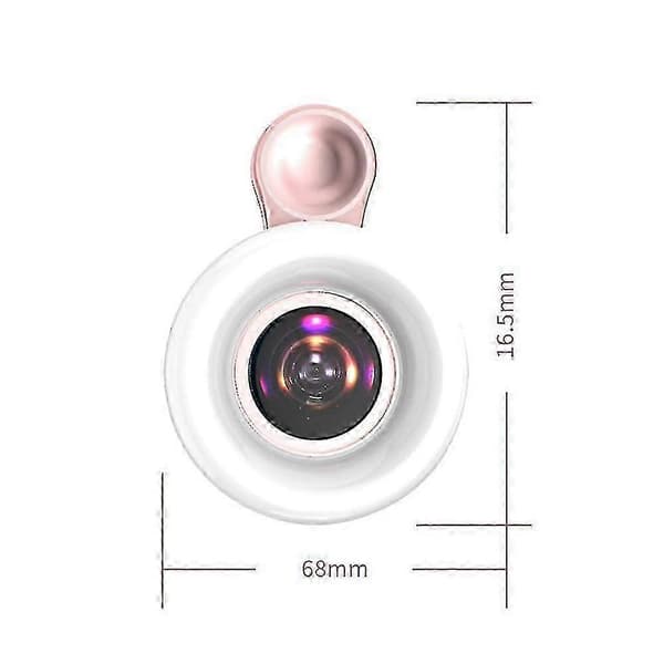 Universal mobiltelefon 15x makroobjektiv fyldlys selfie led ringklemme blitzlys Pink