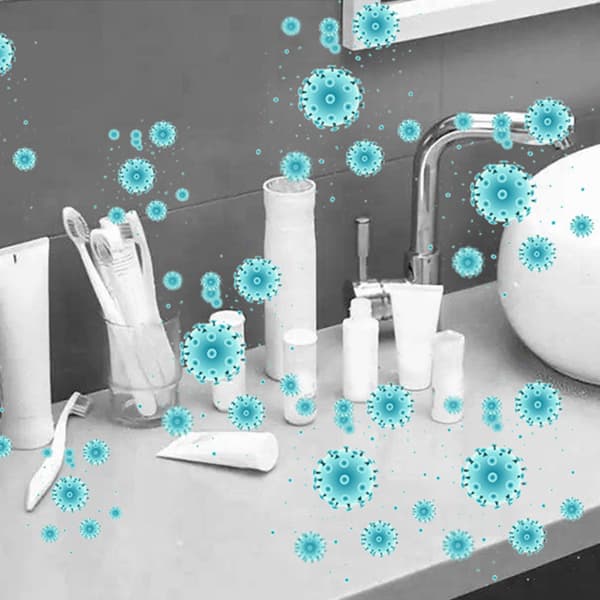 Toothbrush Holder Cleaner Wall Mounted Smart Safe UV Toothbrush Rack with Toothpaste Dispenser for Bathroom White