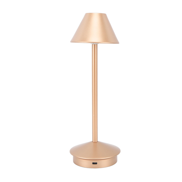 Trådløs bordlampe Modern Style Iron Art 3 Farger Trinnløs dimmer Bærbar LED-bordlampe med berøringskontroll Rose Gold