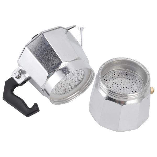 Moka Pot 150ml aluminium åttakantig hushållsuppvärmning Rustik stil Silver Camping kaffebryggare för kontor