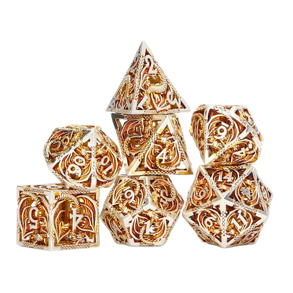 7 kpl onttoja metalliheittokuutioita Setti Selkeä numero Polyhedron-heittokuutiot Setti pöytäroolipeleille Kulta