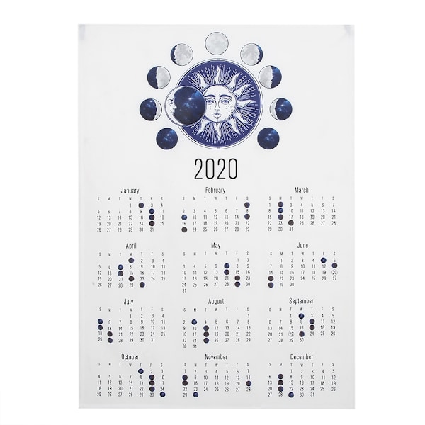 50x70cm Yksinkertainen tyyli 2020 Riippuva kalenteri Seinäkalenteri Koti Taustakuva Koriste Kuun kasvot Pyörätyyppi