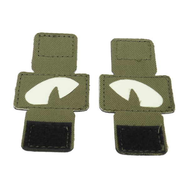 2 stk. Cat Eyes Patch Reflekterende Krog-og-Øje Design Canvas Lysende Cat Eyes Patch til Hatte Uniform Rygsæk Udendørsaktiviteter Nattevandringer Militærgrøn